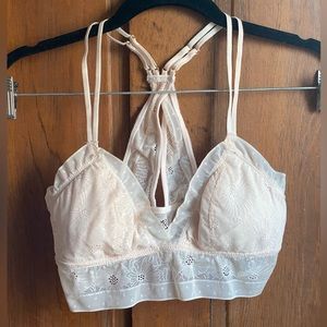 Aerie pop lace padded bralette light pink size M